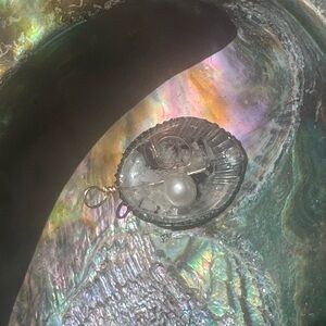Opihi Orgon Generator pendant . Pearl, metals and Crystal Pendant Necklace -